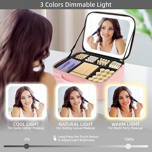 Laxery RoseGlow LED Mirror Vanity Case| All in one Makeup Kit